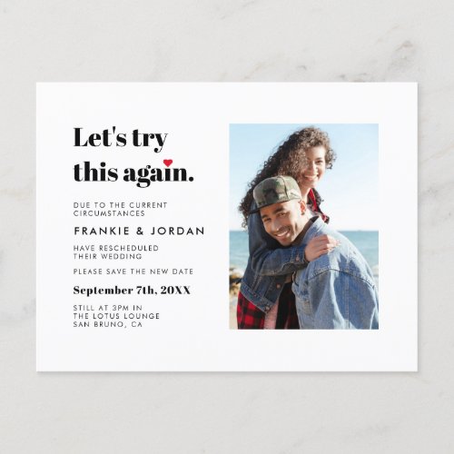 Lets Try This Again  Change The Date Photo Invitation Postcard