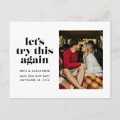 Let's Try This Again Change the Date Wedding Announcement Postcard