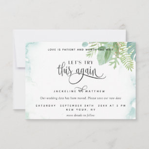 Let's Try This Again, Elegant Greenery Watercolor Save The Date