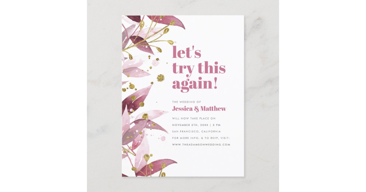 Lets Try This Again Elegant Leaves Wedding Update