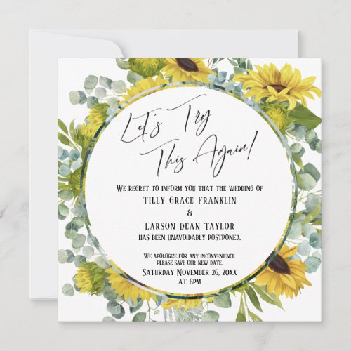 Lets Try This Again Floral Postponed Wedding Card