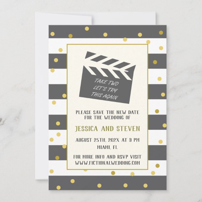 Let's try this again funny wedding update invitation (Front)