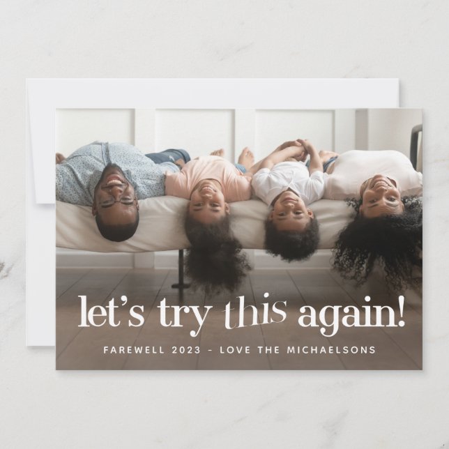 "Let's Try This Again" Green Holiday Photo Card (Front)