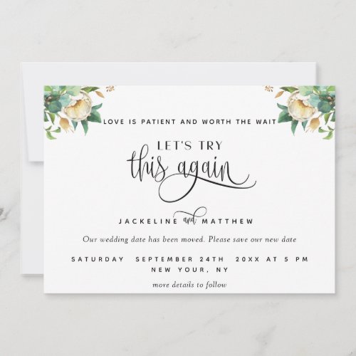 Lets Try This Again Greenery and White Floral Save The Date