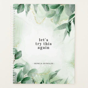 Let's Try This Again Greenery Marble Monogram Planner