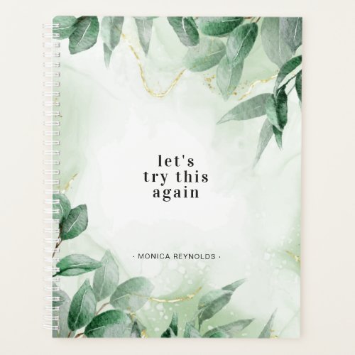 Lets Try This Again  Greenery Marble Monogram Planner