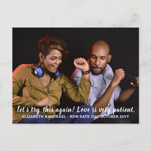 Lets Try This again New Date BUDGET Photo Wedding Postcard (Front)