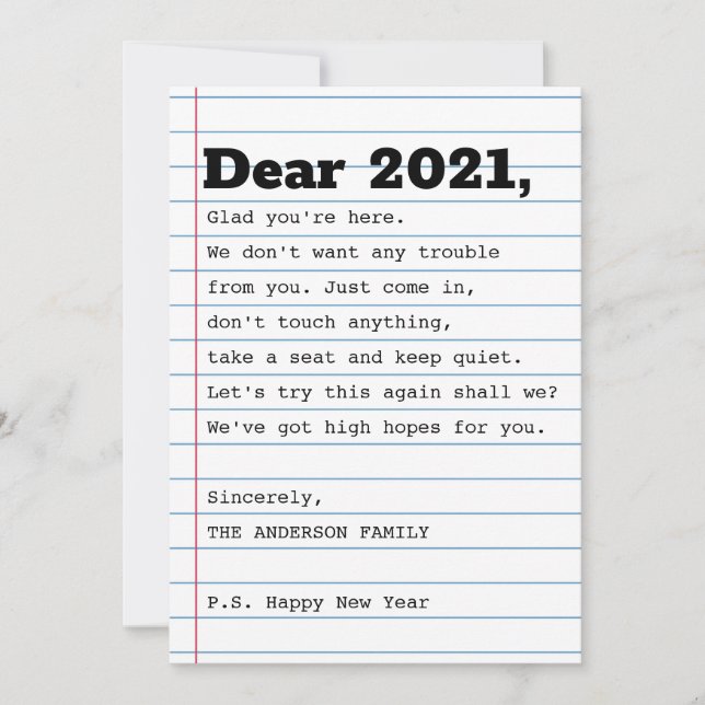 Let's Try This Again New Year Cute Dear 2021 Photo Holiday Card (Front)