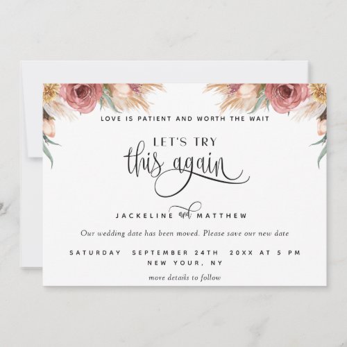 Lets Try This Again Pampas Grass Floral Save The Date