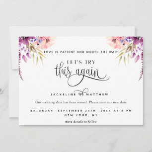 Let's Try This Again, Purple, Lilac Peach Floral Save The Date