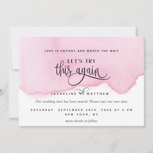 Lets Try This Again Purple Pink Watercolor Save The Date