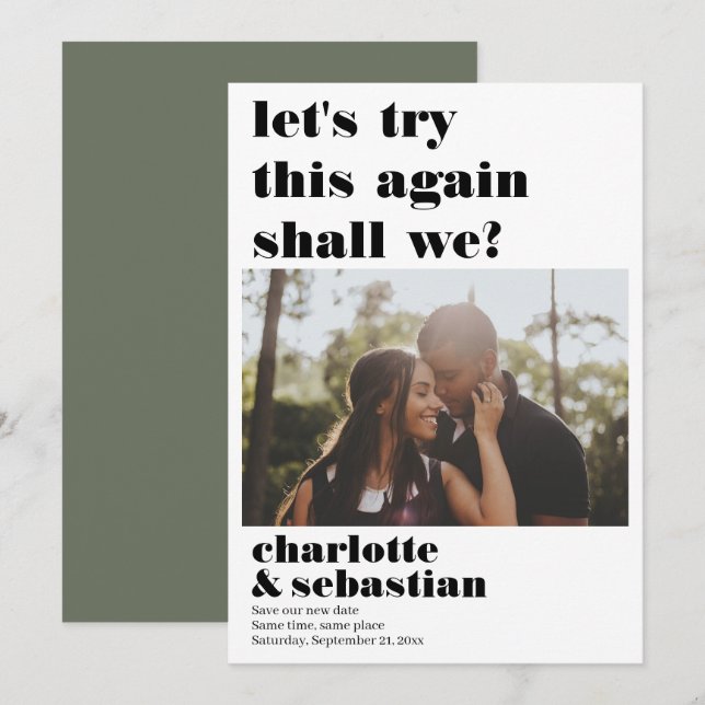Lets Try This Again Save the Date Photo (Front/Back)