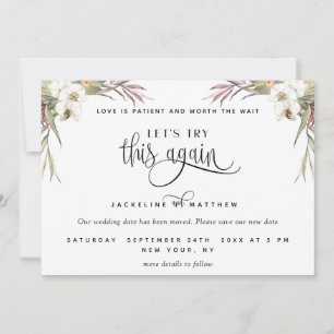 Let's Try This Again, Tropical Palm Leaves Floral Save The Date
