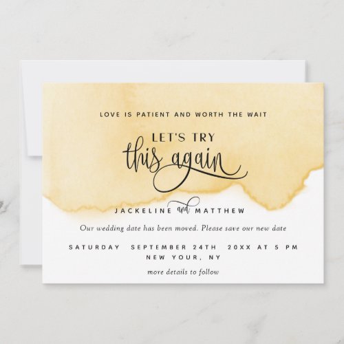 Lets Try This Again Yellow Marigold Watercolor Save The Date