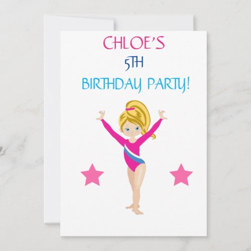 LETS TUMBLE GYMNASTICS  BIRTHDAY INVITATIONS