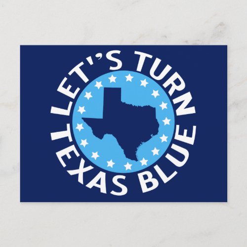 Lets Turn Texas Blue Vote Democrat Political Postcard