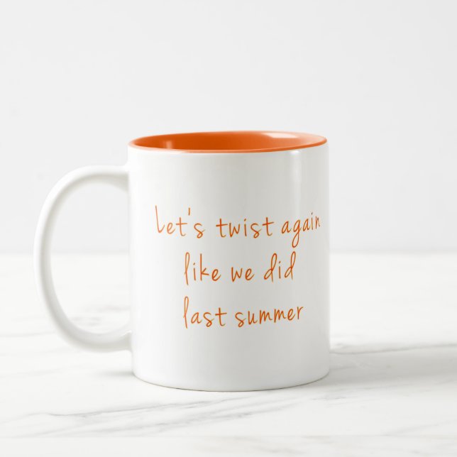 Let's Twist Again Cool Fun Oldies Song Titles 60s Two-Tone Coffee Mug (Left)
