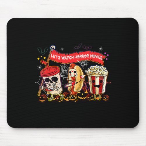 Lets Watch Horror Movies Halloween Funny Ghost Ske Mouse Pad