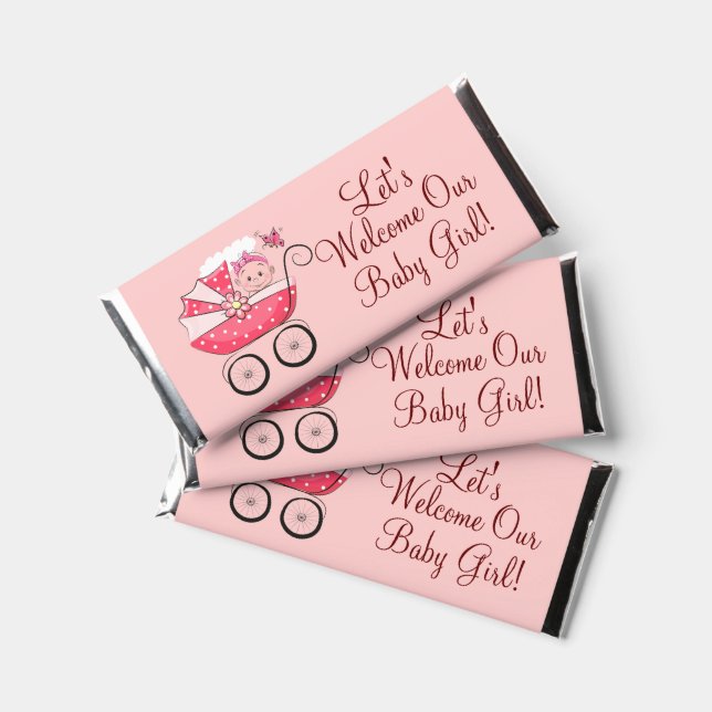 Let's Welcome Baby Girl  Hershey Bar Favors (Front)