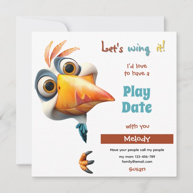 Let's Wing It Playdate Invitation (Front)