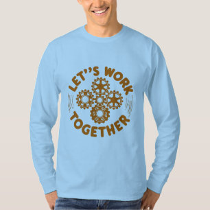Let's work together basic long sleeve light blue T-Shirt