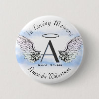 Letter A | Add Name | Memorial Pinback Button