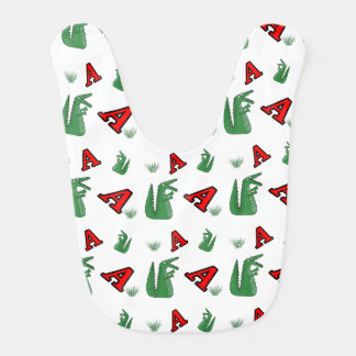 Letter A Alligator Baby Bodysuit. Cute Animal Alp Bib
