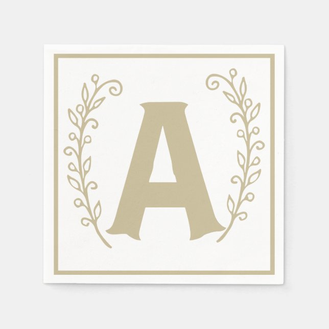 Letter A Alphabet Block Gender Neutral Baby Shower Napkins (Front)