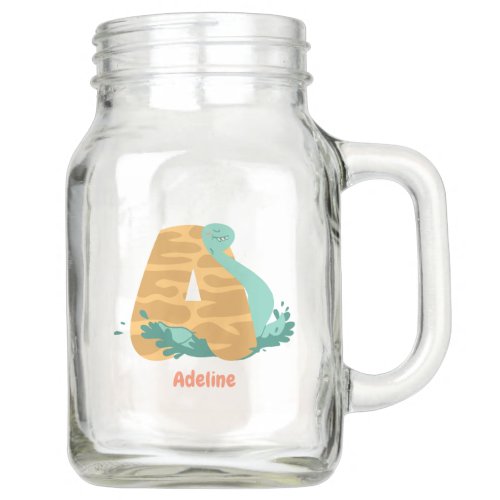 Letter A and Dinosaur Mason Jar