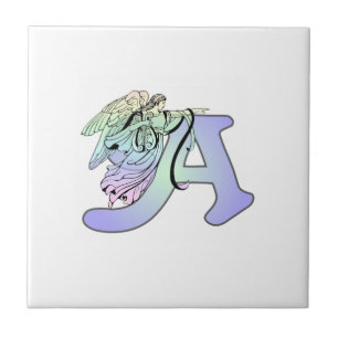 Letter A angel monogram alphabet initial Ceramic Tile