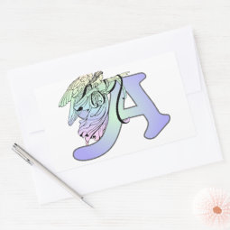 Letter A angel monogram alphabet initial Rectangular Sticker | Zazzle