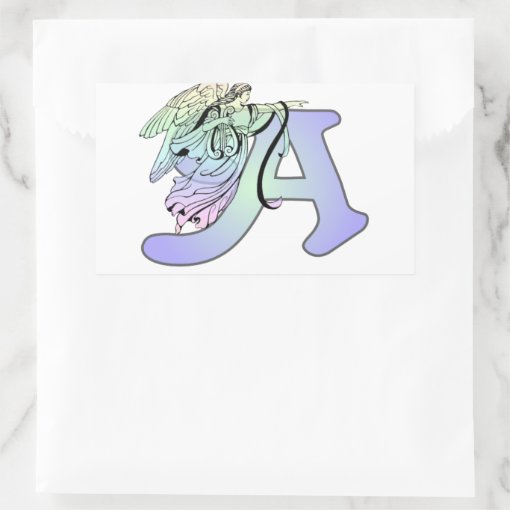 Letter A angel monogram alphabet initial Rectangular Sticker | Zazzle