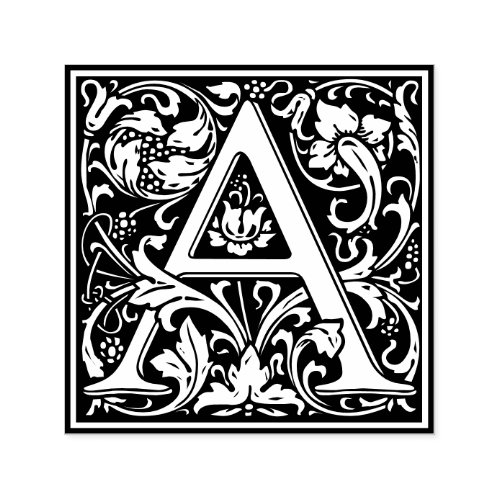 Letter A art nouveau black and white Tile  Self_inking Stamp