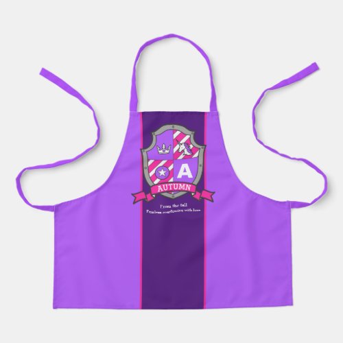 Letter A Autumn name meaning coat of arms unicorn Apron