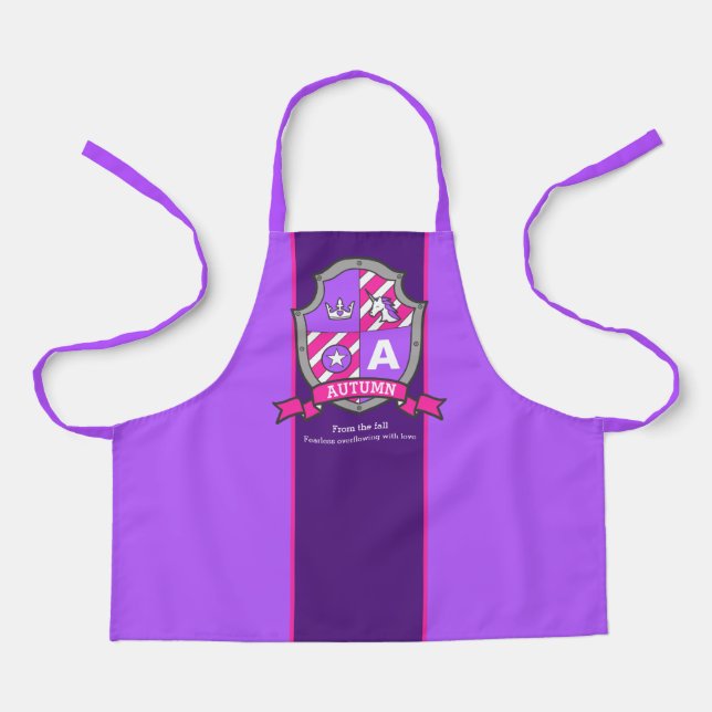 Letter A Autumn name meaning coat of arms unicorn Apron (Front)