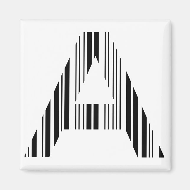 LETTER A BAR CODE First Initial Barcode Pattern Magnet (Front)