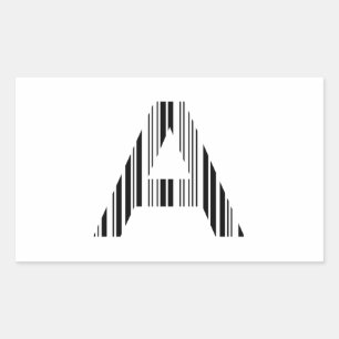 LETTER A BAR CODE First Initial Barcode Pattern Rectangular Sticker