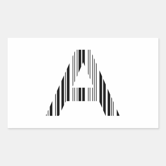 LETTER A BAR CODE First Initial Barcode Pattern Rectangular Sticker (Front)