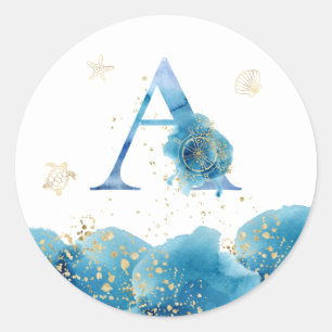 *~*  LETTER A - Beach Sea Ocean Envelope  Sticker