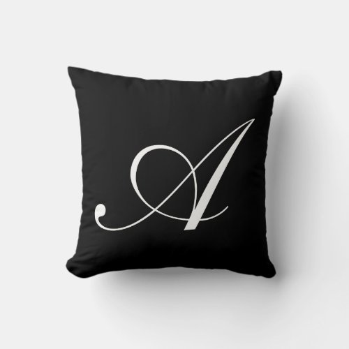 Letter A Black Monogram Pillow