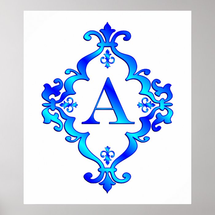 Letter A Blue Posters