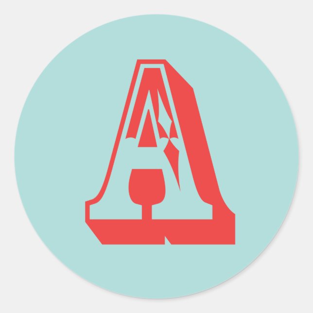 Letter A carnival style monogram initial favor Classic Round Sticker (Front)
