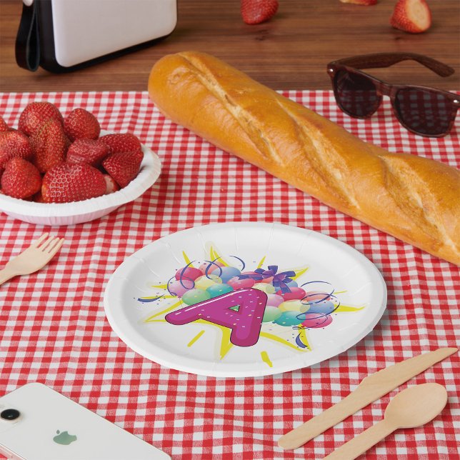 Letter A Celebration Pink Monogram Paper Plates (Creator Uploaded)