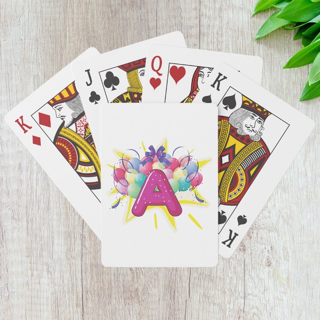 Letter A Celebration Pink Monogram Poker Cards (Creator Uploaded)