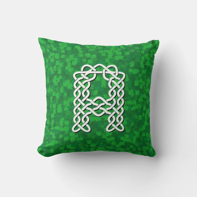 Letter A Celtic Knot Alphabet Throw Pillow (Front)