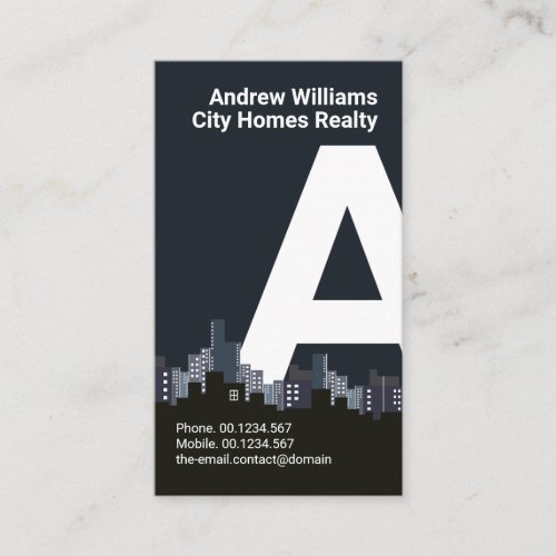 Letter_A City Skyline Building Real Estate Agent Business Card