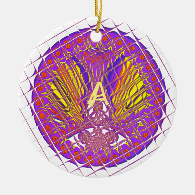 Letter A, Colorful logo text design Ceramic Ornament (Front)