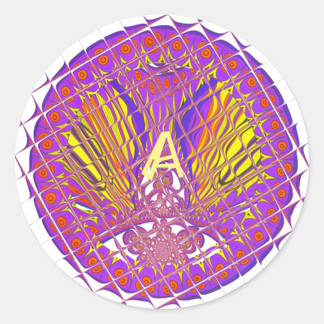 Letter A, Colorful logo text design Classic Round Sticker (Front)