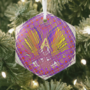 Letter A, Colorful logo text design Glass Ornament