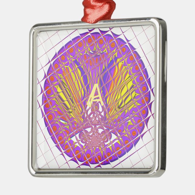 Letter A, Colorful logo text design Metal Ornament (Left)